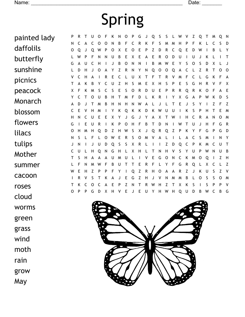 spring word search free printable