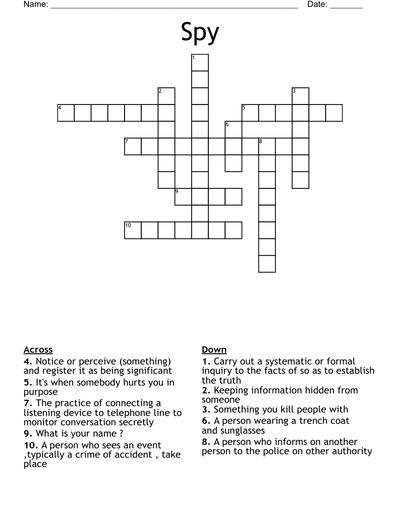Spy Crossword WordMint