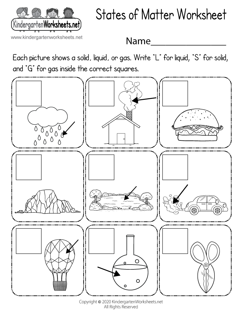 solid liquid gas printable