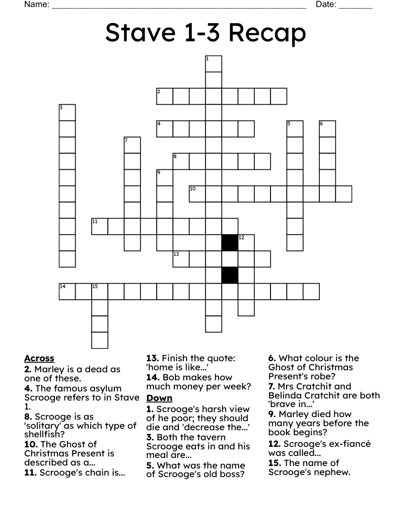 Stave 1 3 Recap Crossword WordMint