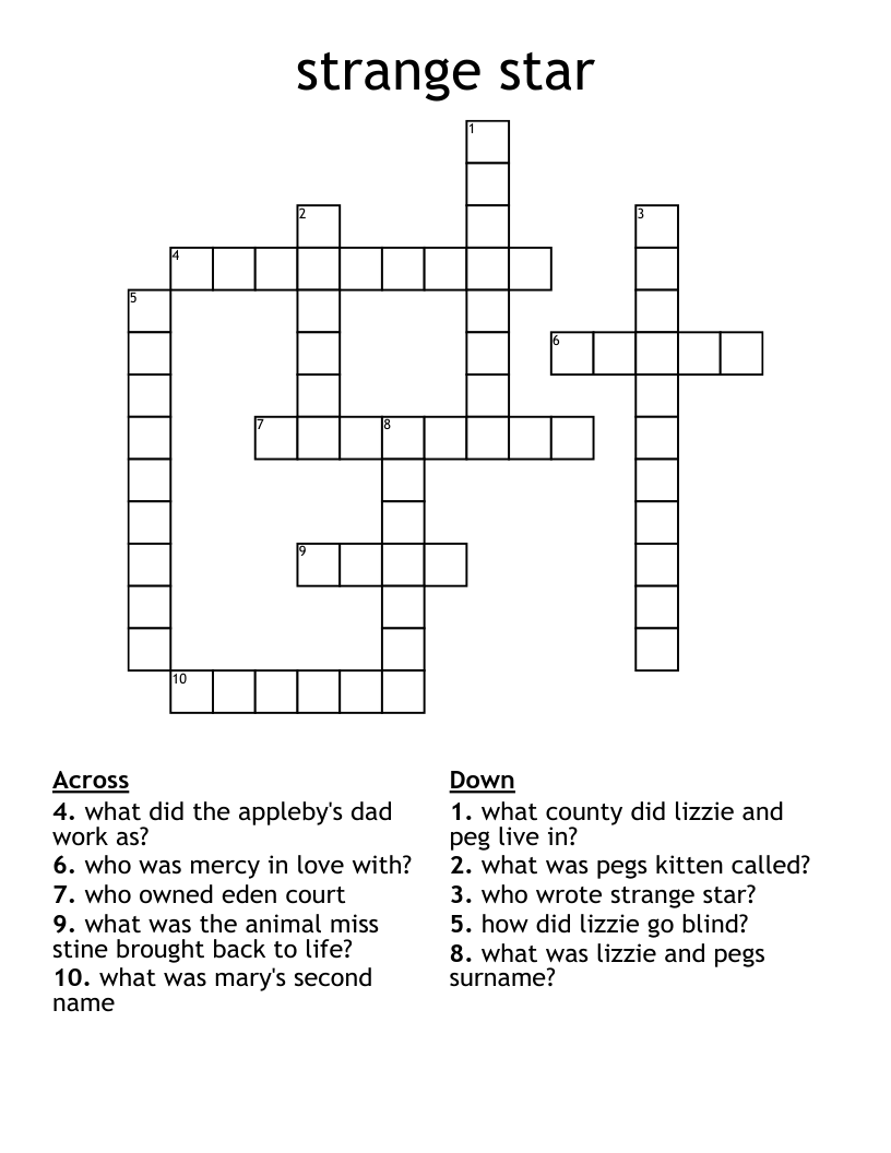 Strange Star Crossword WordMint Strange Star Crossword WordMint