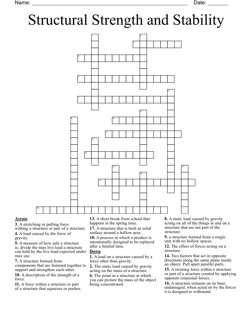 Structural Strength And Stability Crossword WordMint Structural Strength And Stability Crossword WordMint