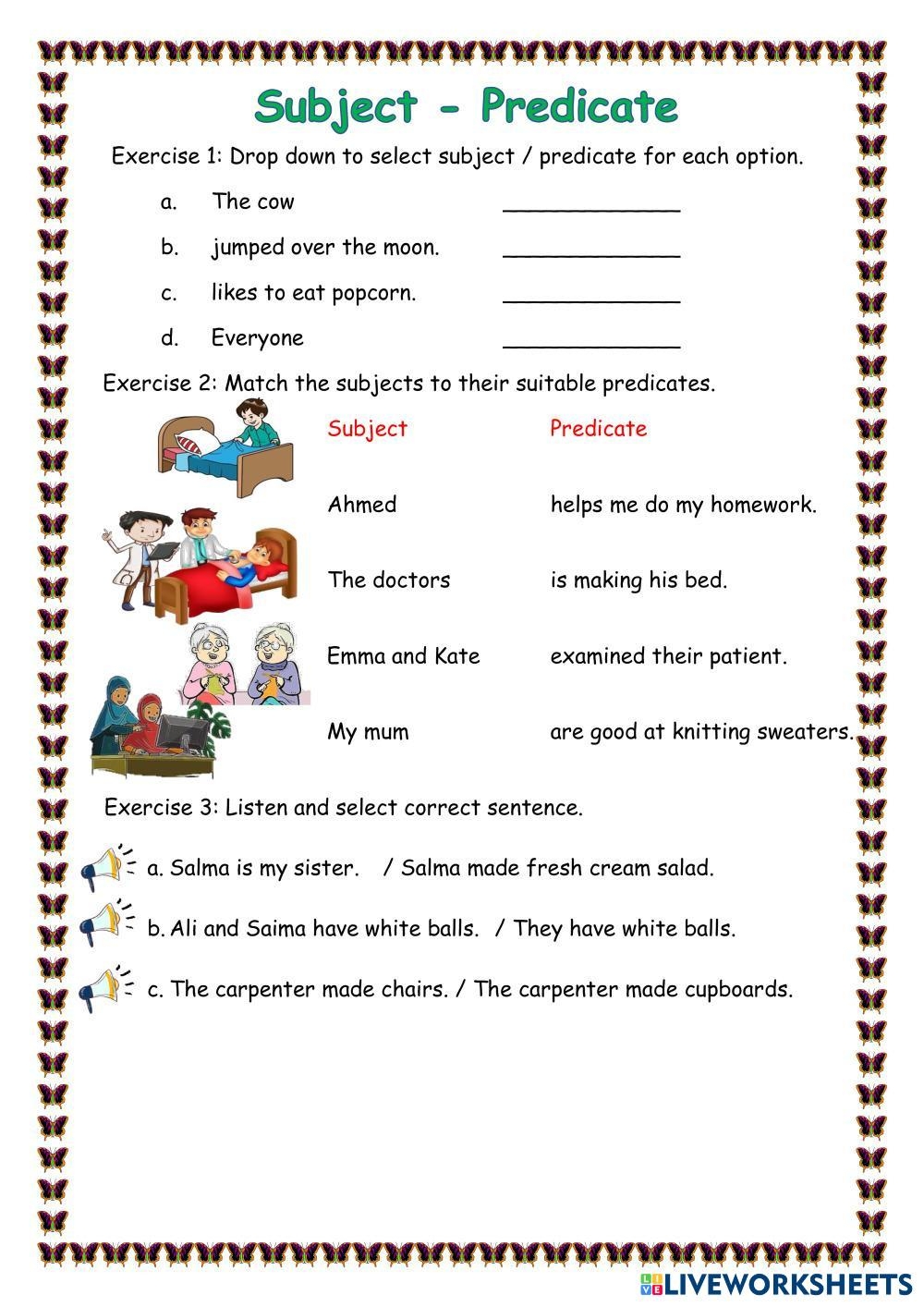 subject and predicate worksheet subject and predicate worksheet
