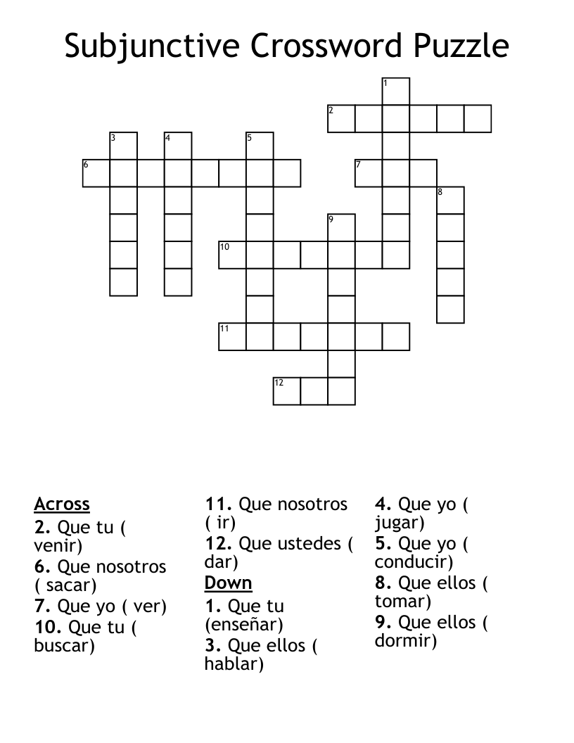 Subjunctive Crossword Puzzle WordMint