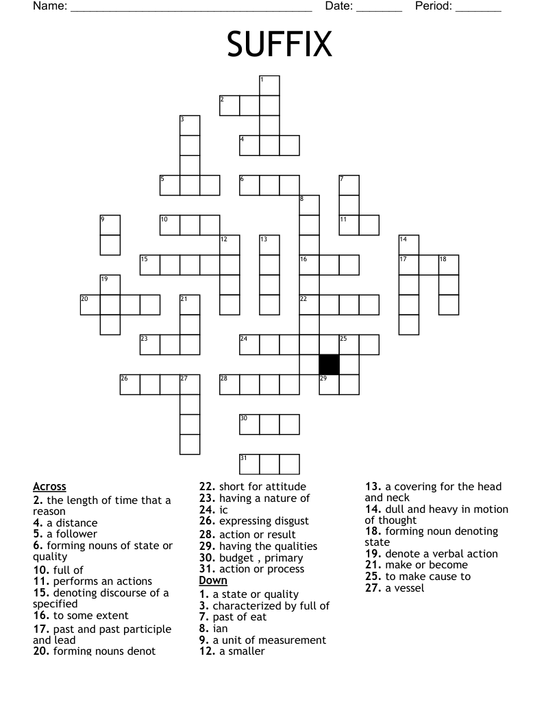 SUFFIX Crossword WordMint