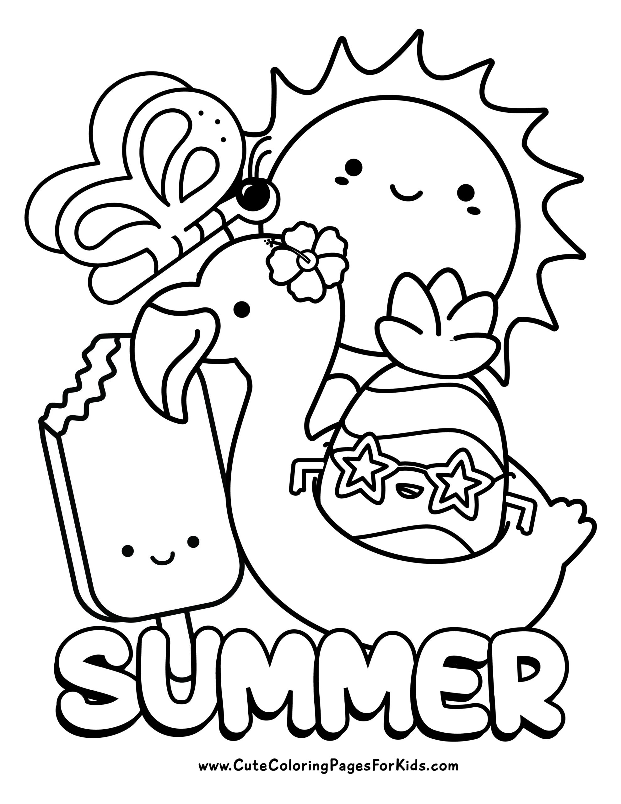 summer kawaii coloring pages