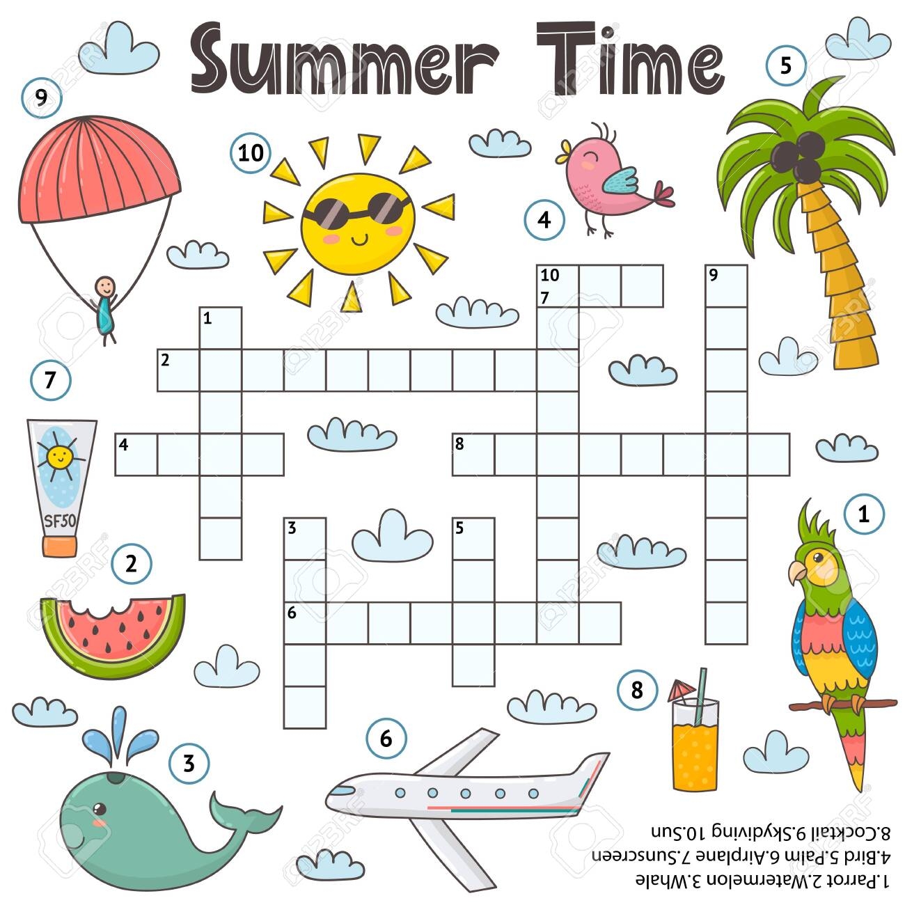 Summer Time Crossword Game For Kids Funny Educational Activity Page Vacation Logic Puzzle Sun Airplane Palm Whale Sunscreen Cocktail Etc Vector Illustration Royalty Free SVG Cliparts Vectors And Stock Illustration Image 137738844 Summer Time Crossword Game For Kids Funny Educational Activity Page Vacation Logic Puzzle Sun Airplane Palm Whale Sunscreen Cocktail Etc Vector Illustration Royalty Free SVG Cliparts Vectors And Stock Illustration Image 137738844