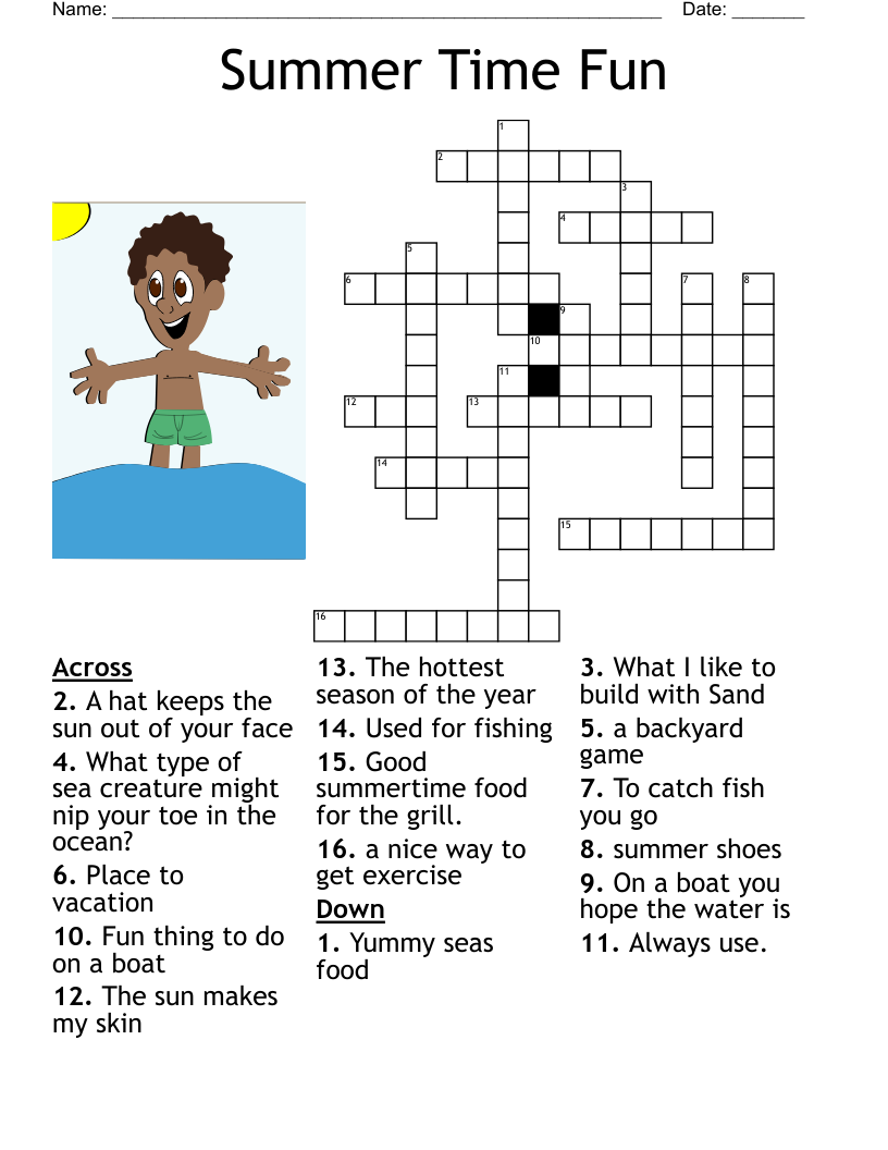 Summer Time Fun Crossword WordMint Summer Time Fun Crossword WordMint
