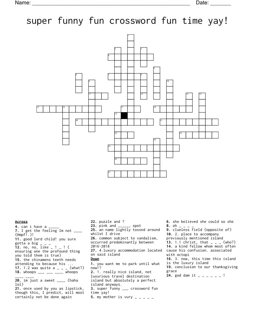 Super Funny Fun Crossword Fun Time Yay WordMint Super Funny Fun Crossword Fun Time Yay WordMint