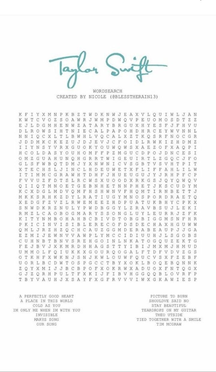 taylor swift crossword puzzle