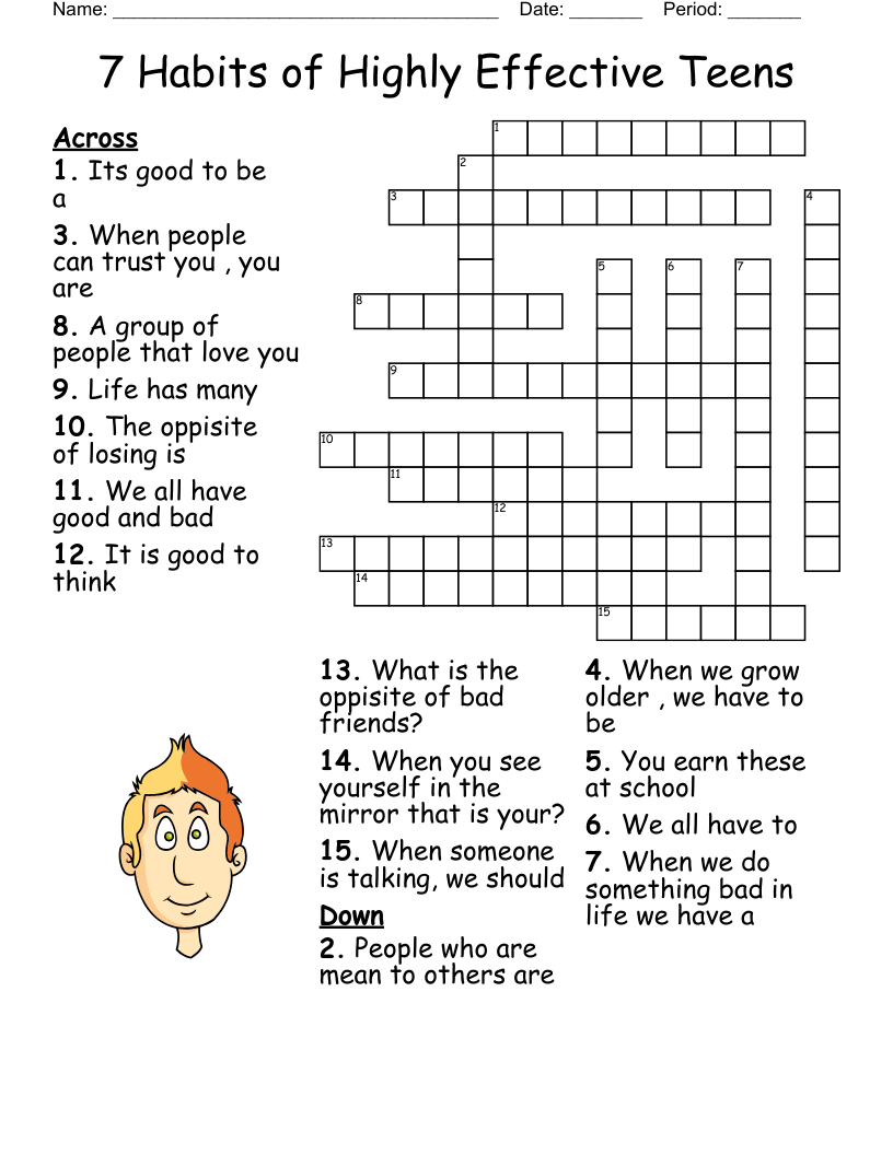 TEEN CROSSWORD PUZZLE WordMint TEEN CROSSWORD PUZZLE WordMint