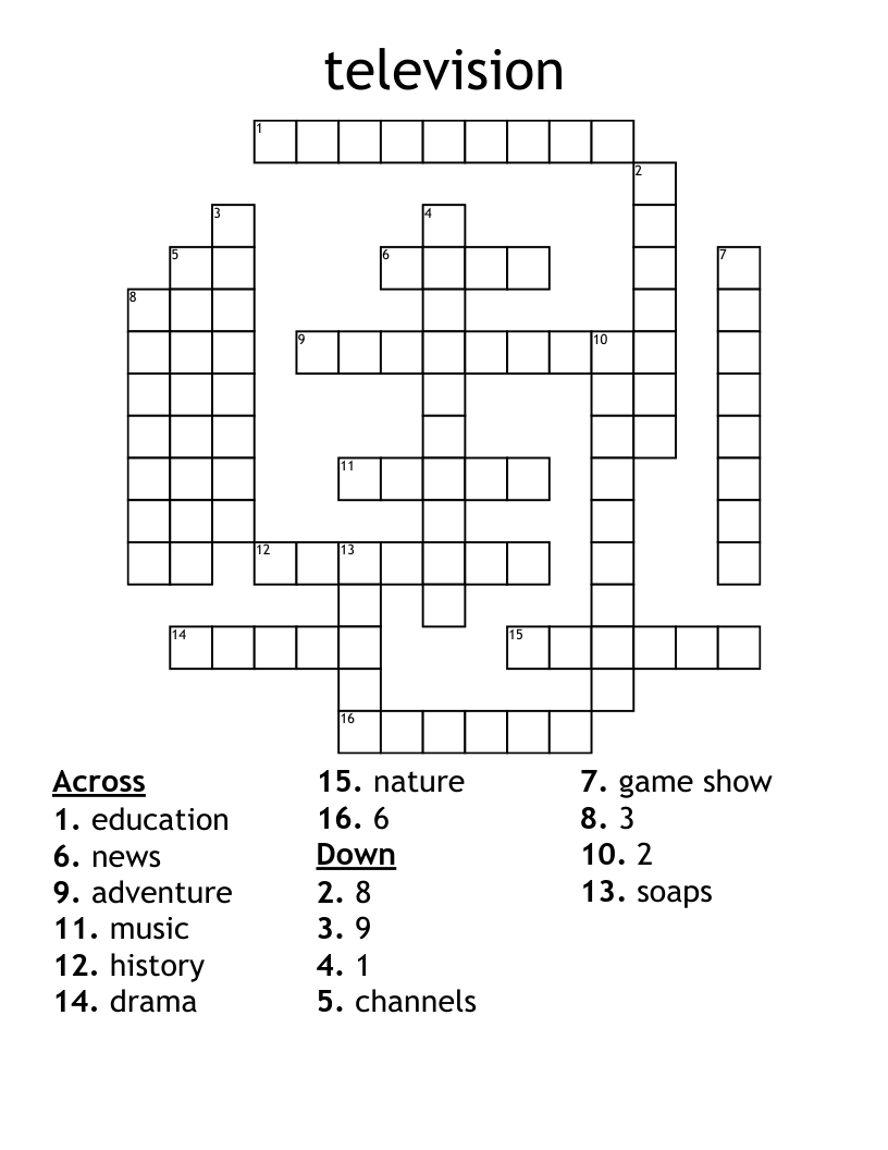 Television Crossword WordMint Television Crossword WordMint