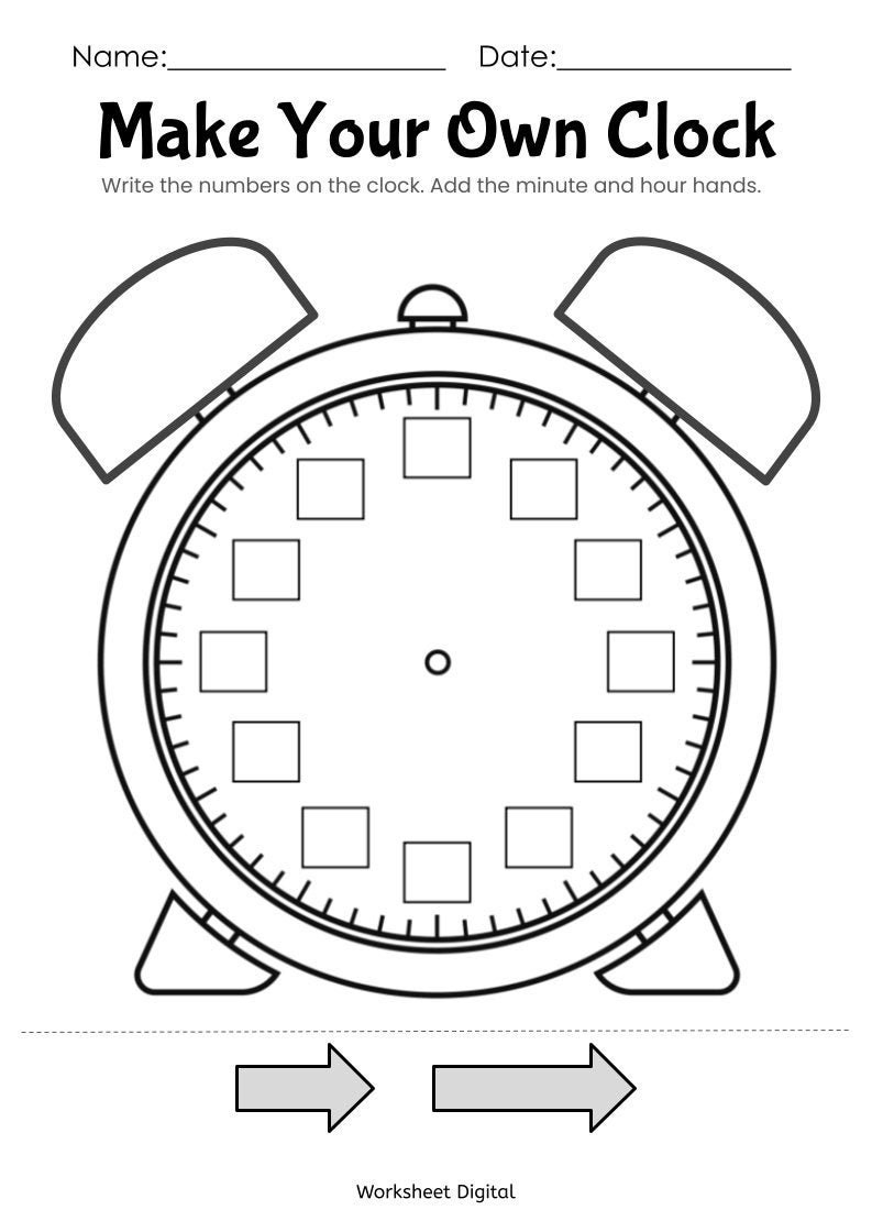 Telling Time Hour Clock Printable Educational Prints Kindergarten Readiness PDF Digital Download Etsy