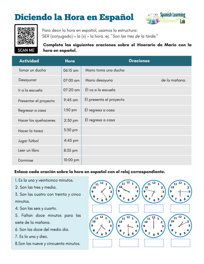 telling time en espanol