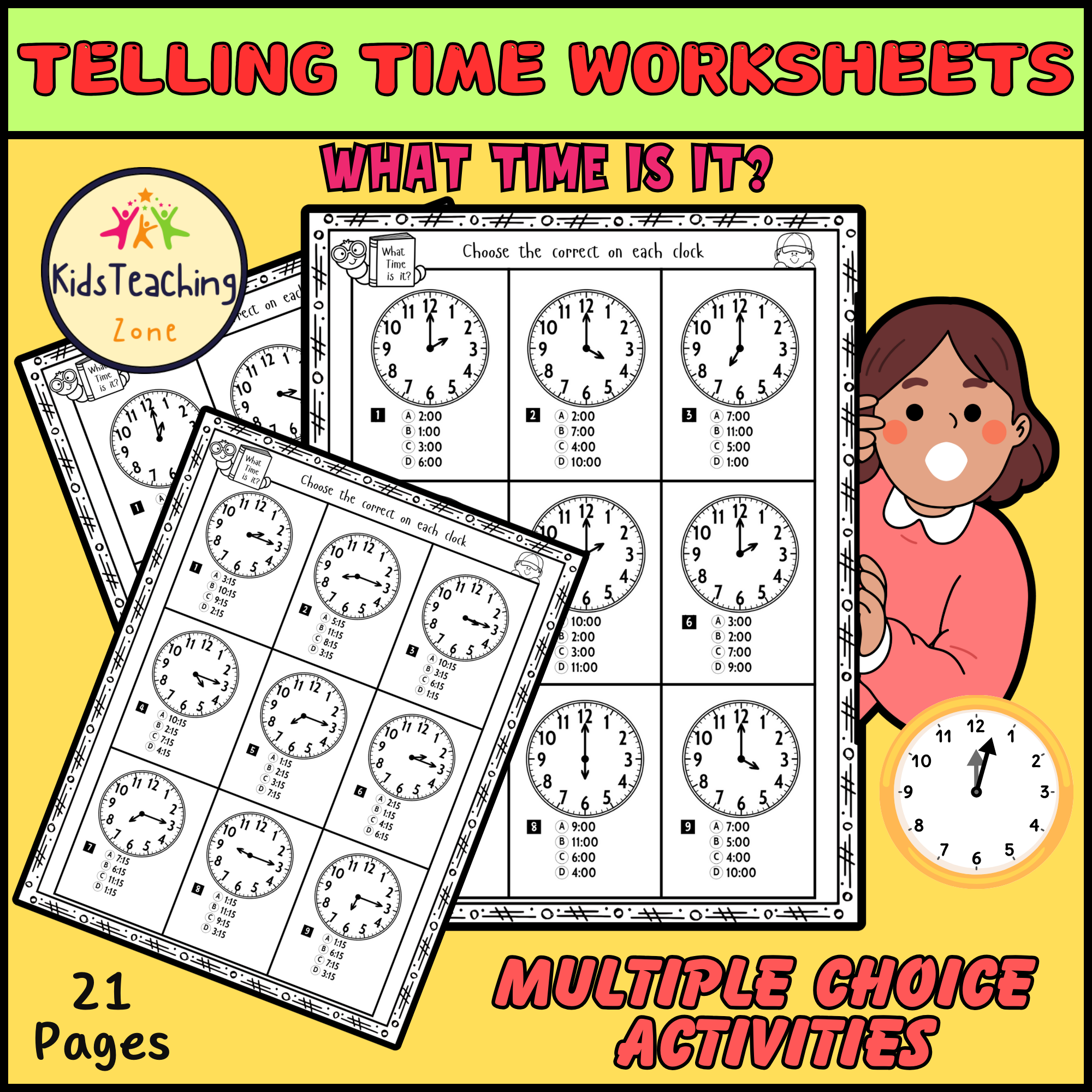 clock worksheet for kindergarten