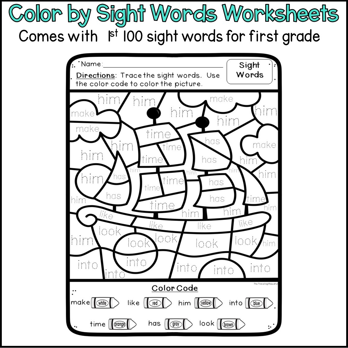 Thanksgiving Coloring Pages Color By Sight Words For 1st Grade Made By Teachers