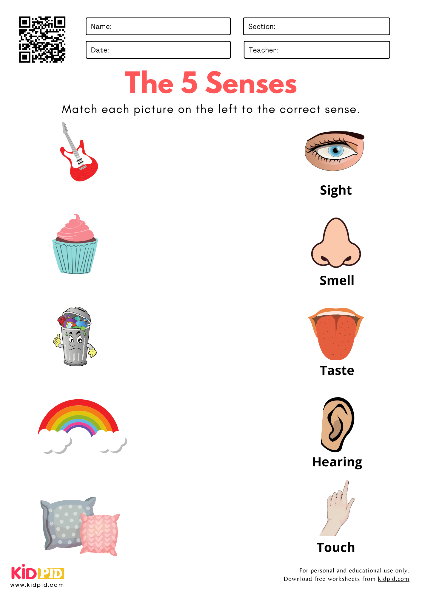 The 5 Senses Uses Worksheet For Kindergarten Kidpid