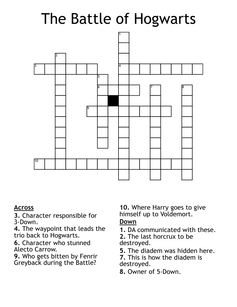 The Battle Of Hogwarts Crossword WordMint