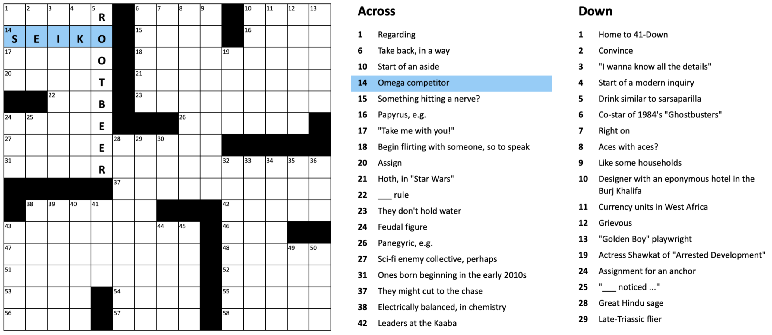tournament favorite crossword clue