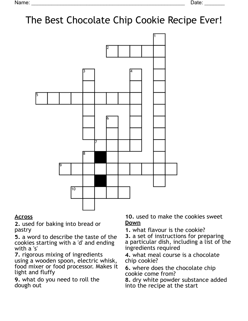 The Best Chocolate Chip Cookie Recipe Ever Crossword WordMint