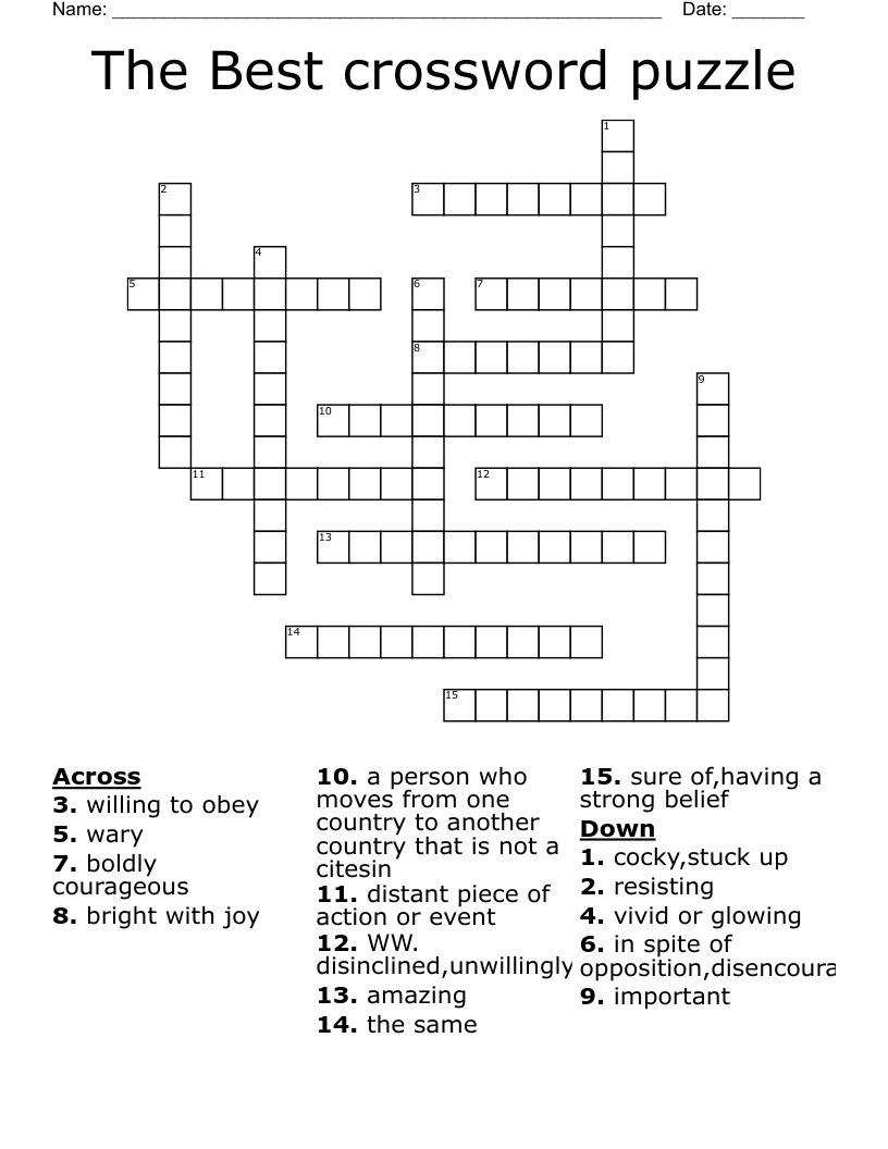 The Best Crossword Puzzle WordMint The Best Crossword Puzzle WordMint