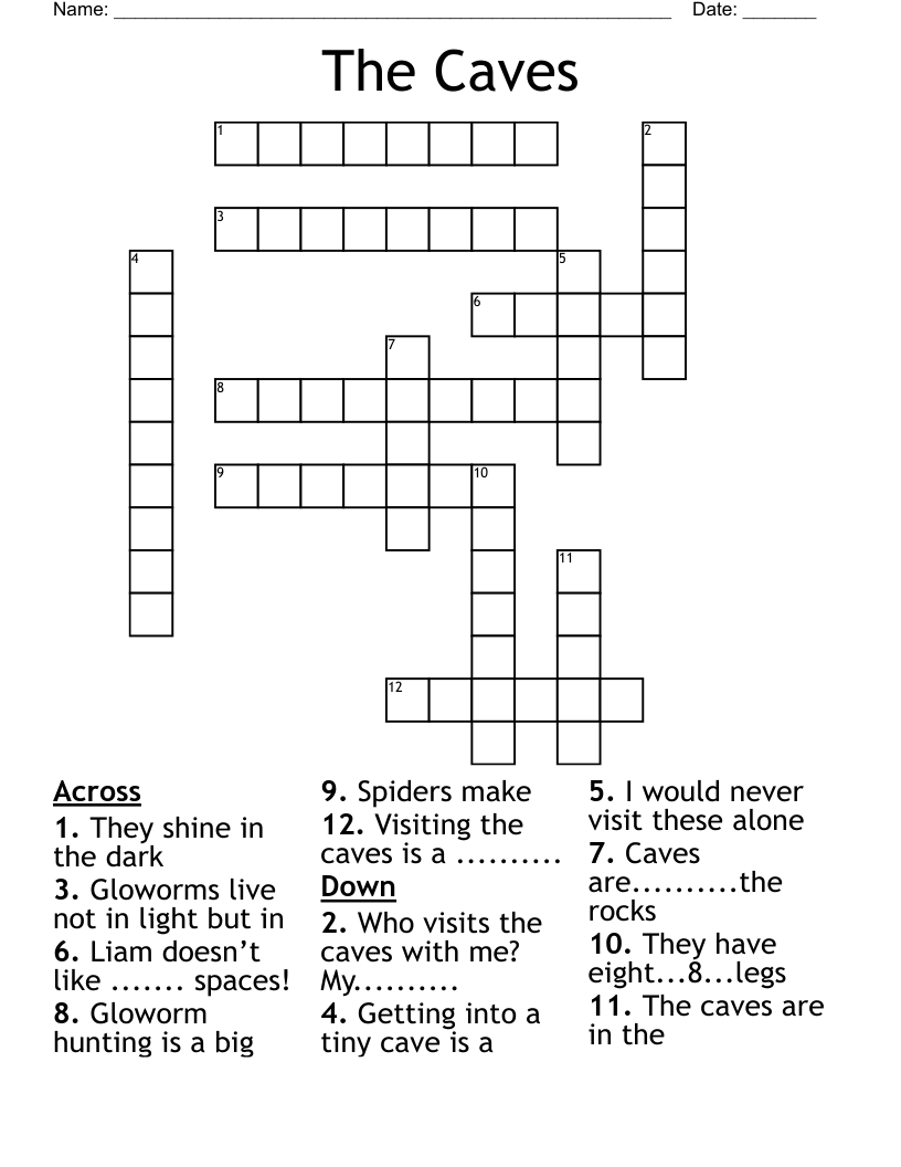The Caves Crossword WordMint