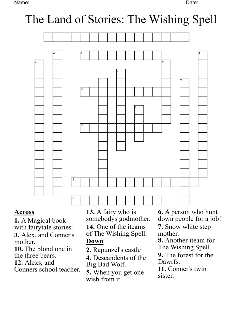 The Land Of Stories The Wishing Spell Crossword WordMint
