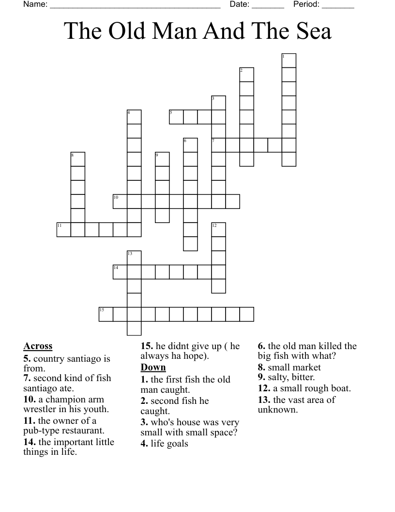 The Old Man And The Sea Crossword WordMint The Old Man And The Sea Crossword WordMint