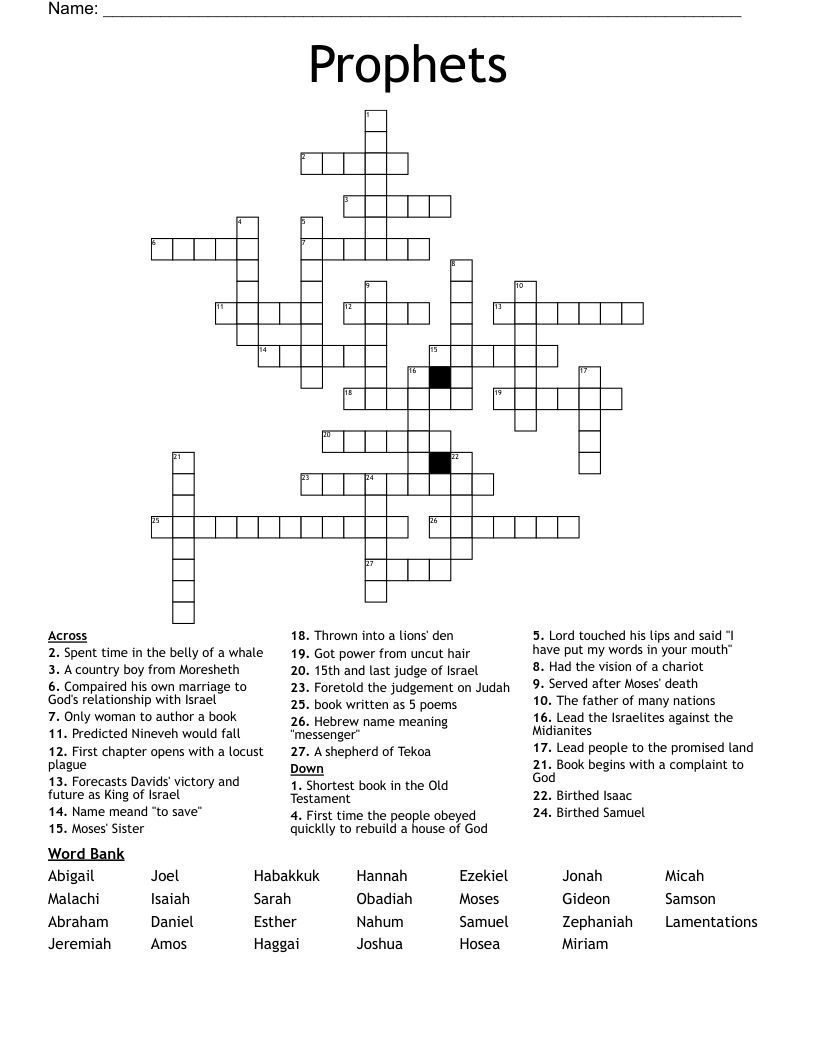 The Old Testament Crossword WordMint The Old Testament Crossword WordMint
