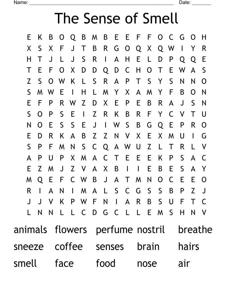 The Sense Of Smell Word Search WordMint The Sense Of Smell Word Search WordMint