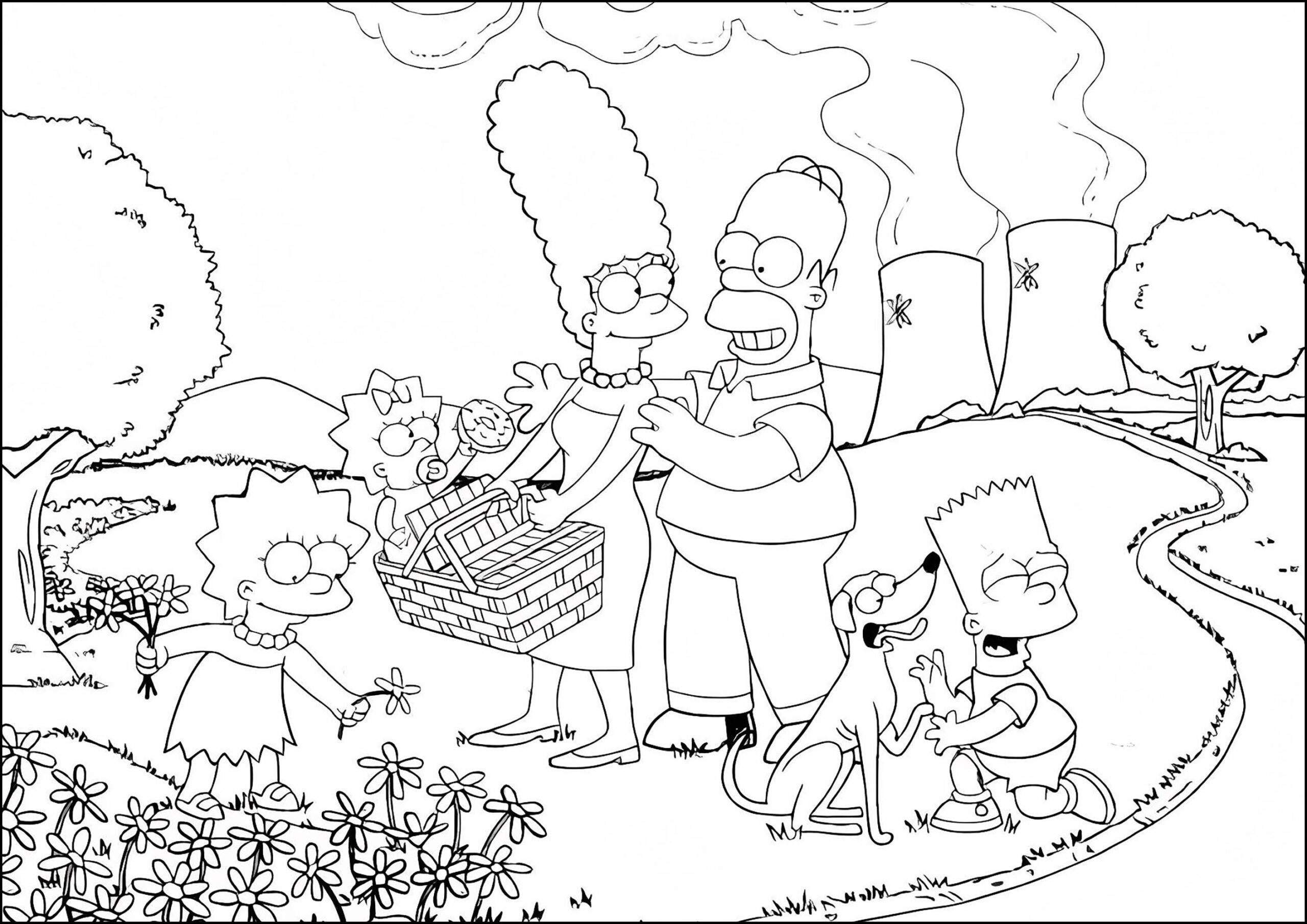 The Simpsons In Their Lovely Town Of Springfield The Simpsons Coloring Pages