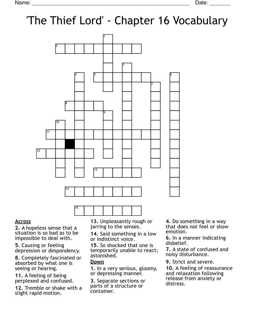 The Thief Lord Chapter 16 Vocabulary Crossword WordMint The Thief Lord Chapter 16 Vocabulary Crossword WordMint