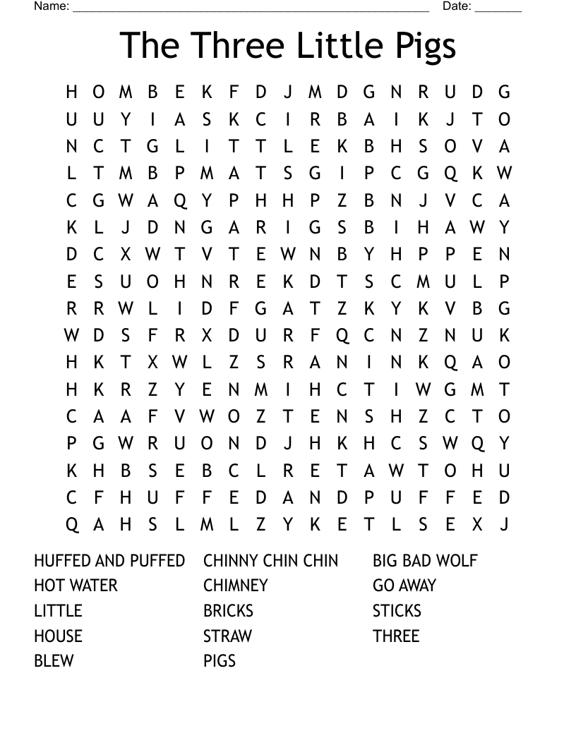 The Three Little Pigs Word Search WordMint