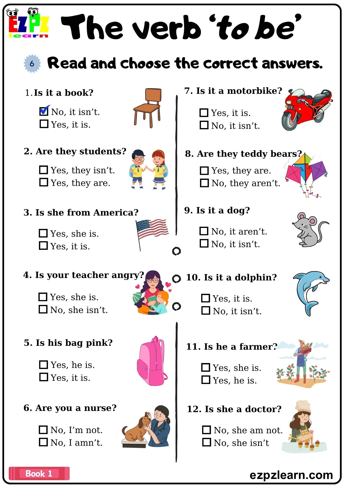 The Verb To Be Simple Present Read And Choose The Correct Answers Grammar Worksheet Ezpzlearn The Verb To Be Simple Present Read And Choose The Correct Answers Grammar Worksheet Ezpzlearn