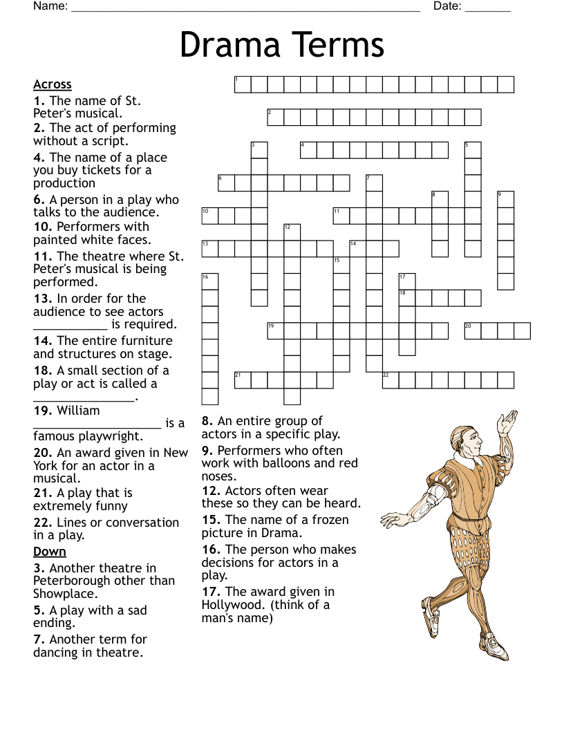 Theater Crossword Activity WordMint