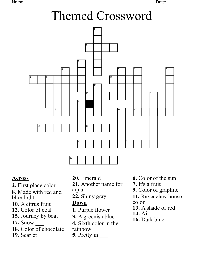 Themed Crossword WordMint Themed Crossword WordMint