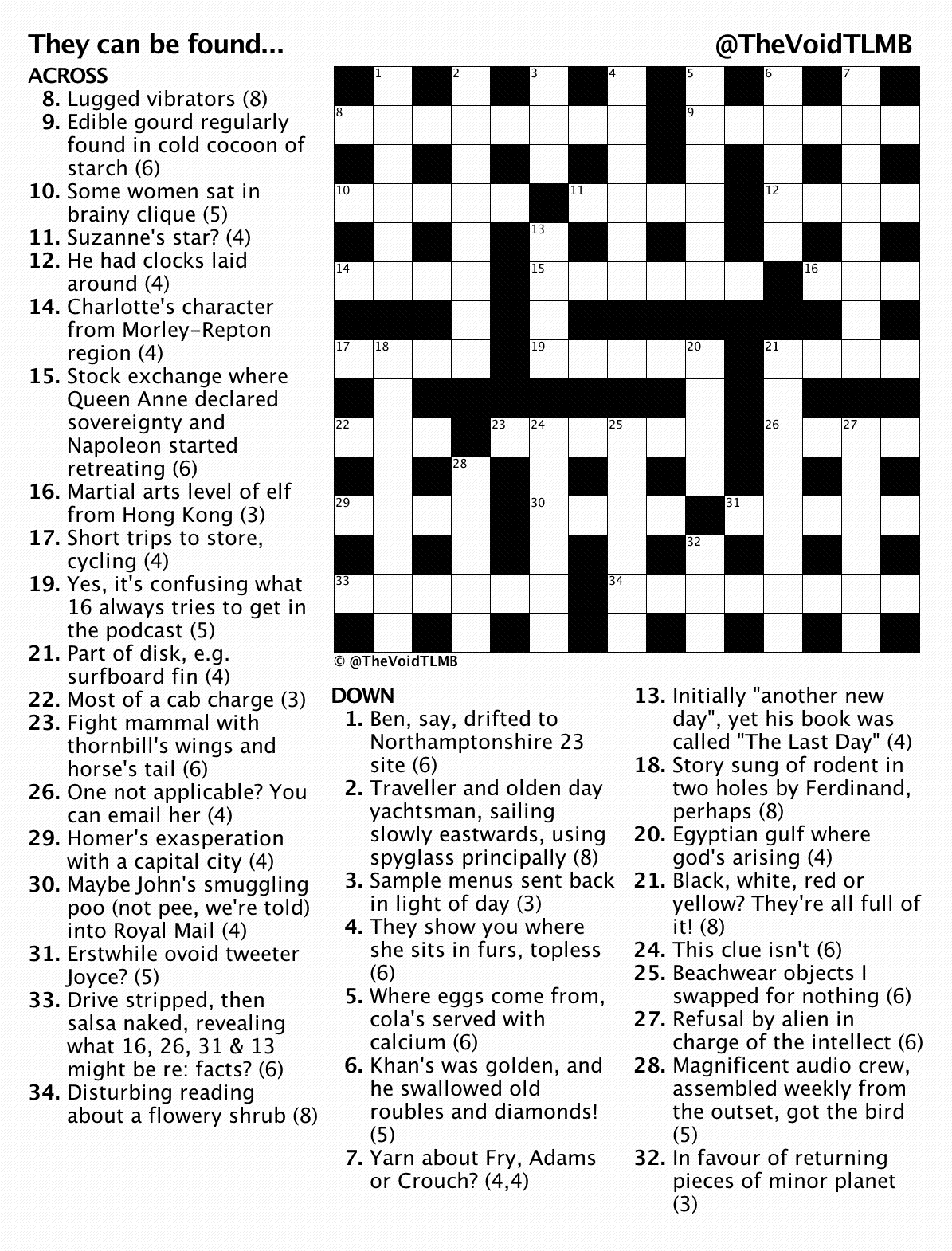 They Can Be Found Cryptic Crossword Puzzle TLMB