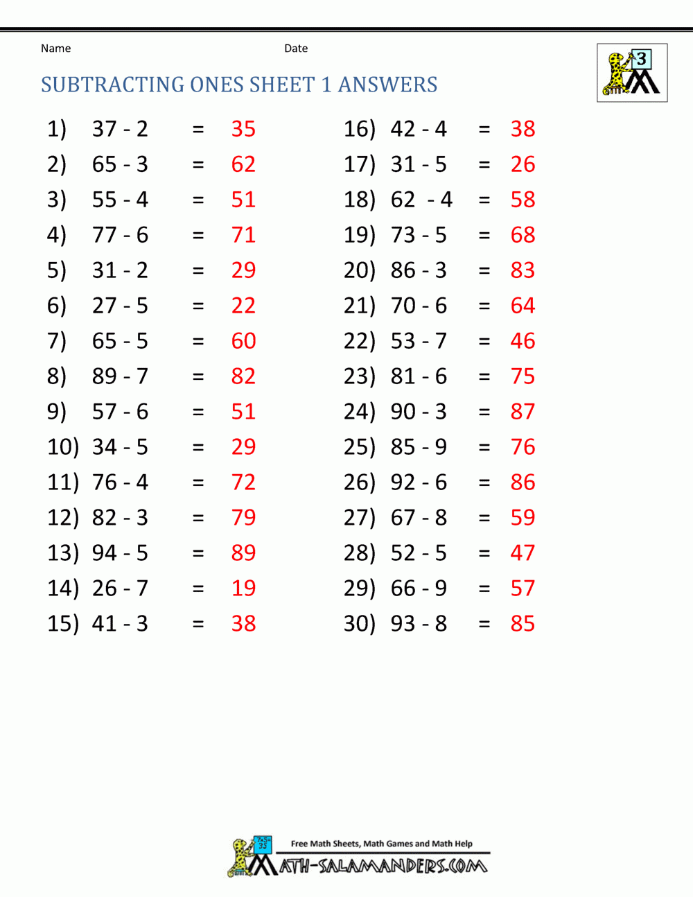 Third Grade Subtraction Worksheets Third Grade Subtraction Worksheets
