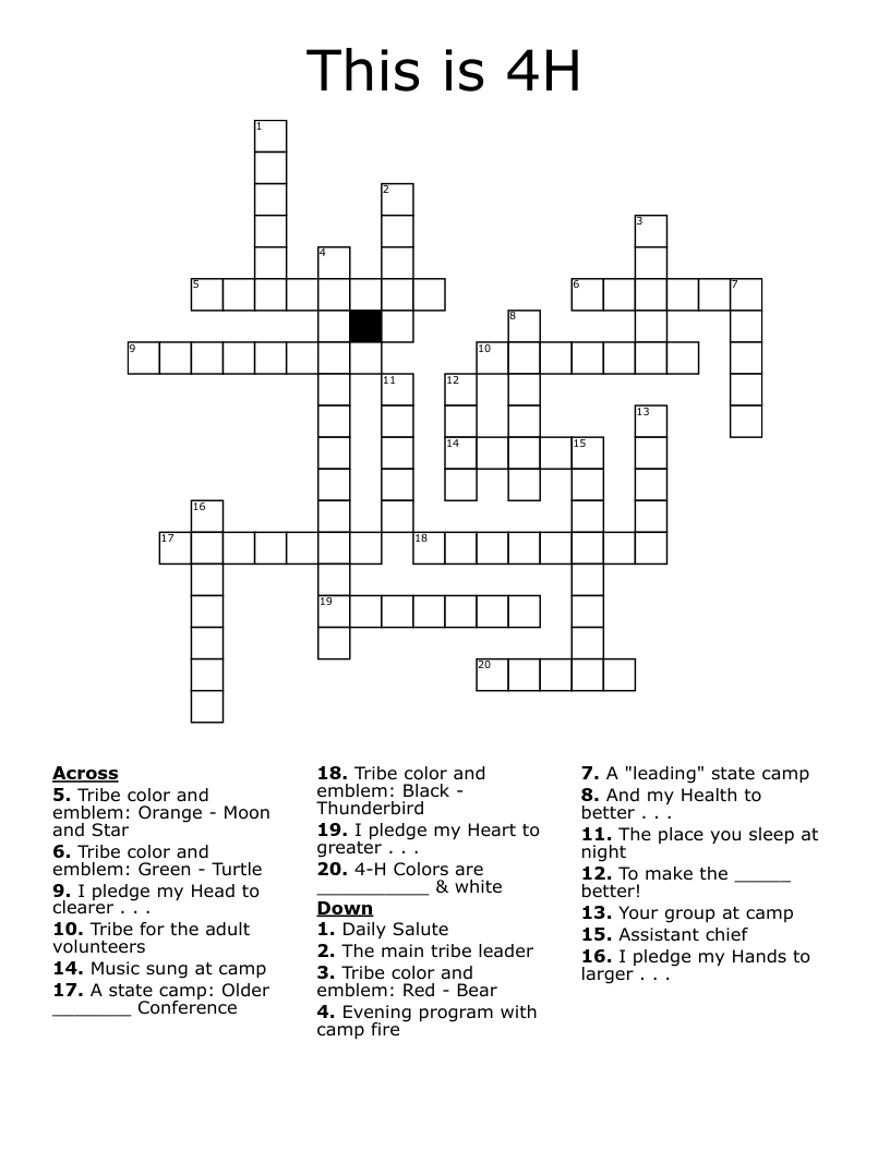 This Is 4H Crossword WordMint