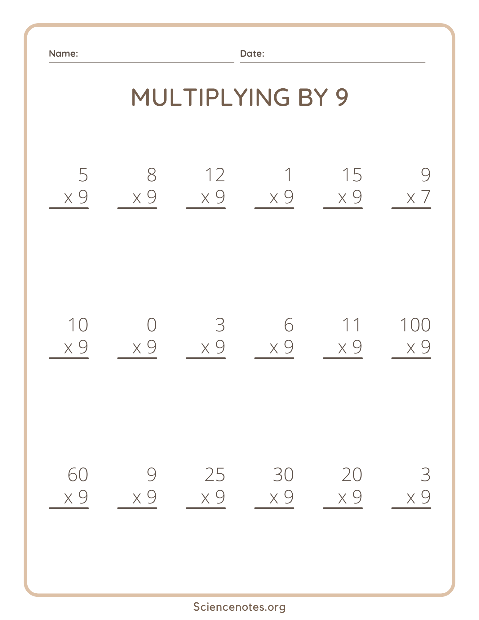 Times Table 9 Times Table Worksheets4Free Free Worksheets 