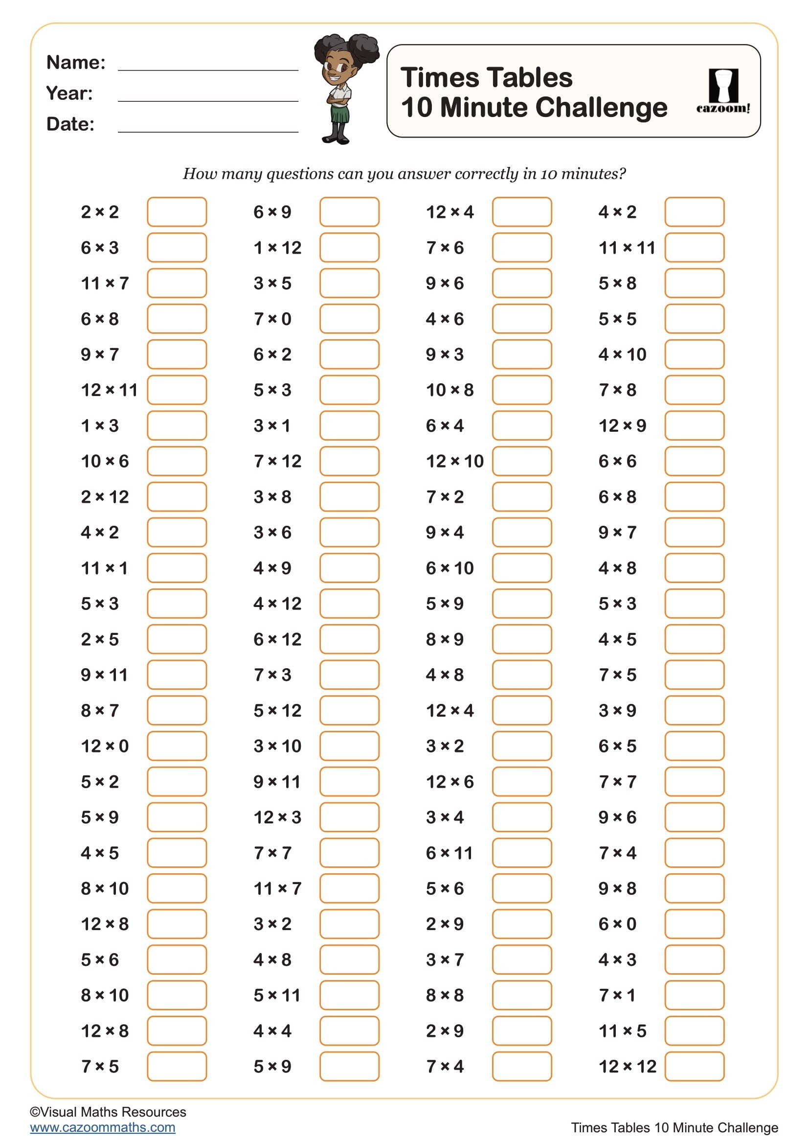 Times Tables 10 Minute Challenge Worksheet Fun And Engaging Year 4 Multiplication And Division Worksheet Times Tables 10 Minute Challenge Worksheet Fun And Engaging Year 4 Multiplication And Division Worksheet