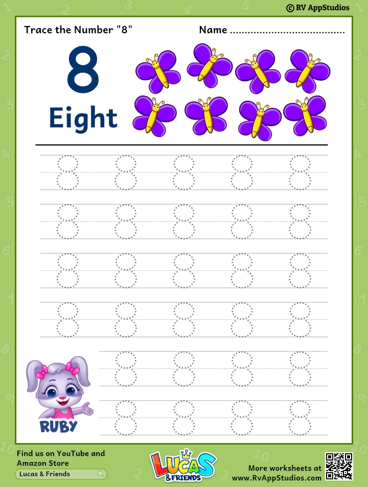Trace Number 39 8 39 Worksheet For FREE For Kids