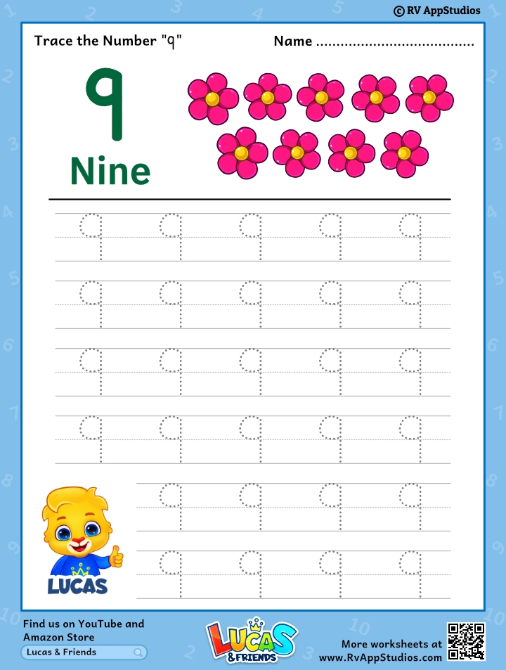 Trace Number 39 9 39 Worksheet For FREE For Kids