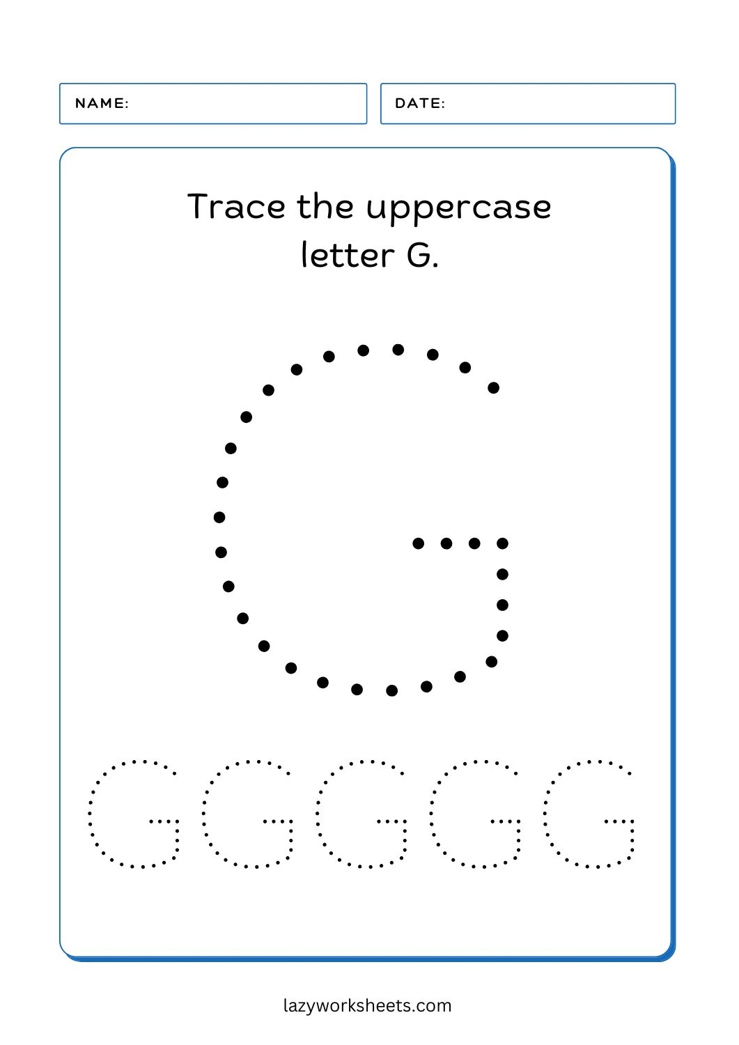 Trace The Letter G Alphabet Tracing Lazy Worksheets