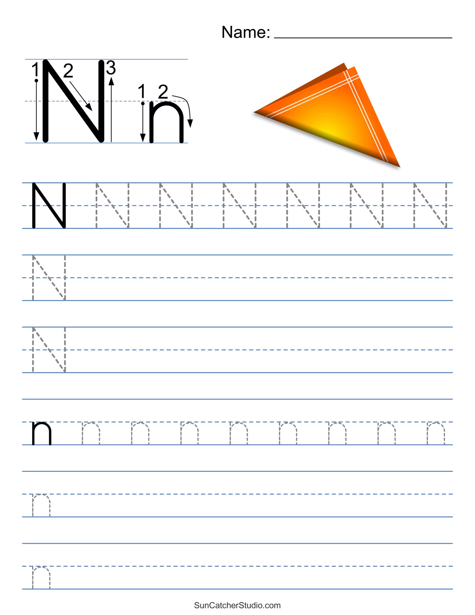 letter n practice sheet letter n practice sheet