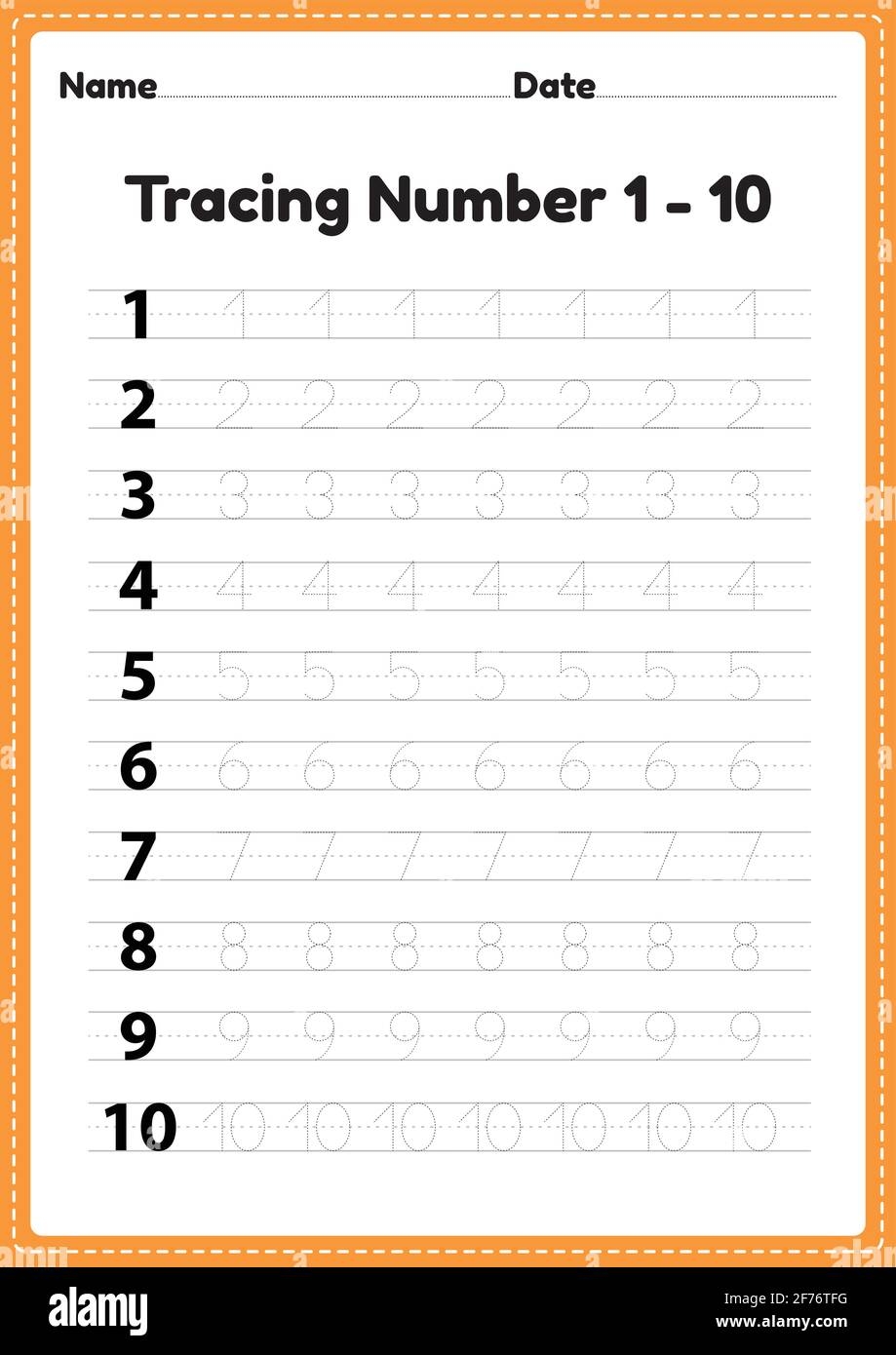 number writing sheets for kindergarten