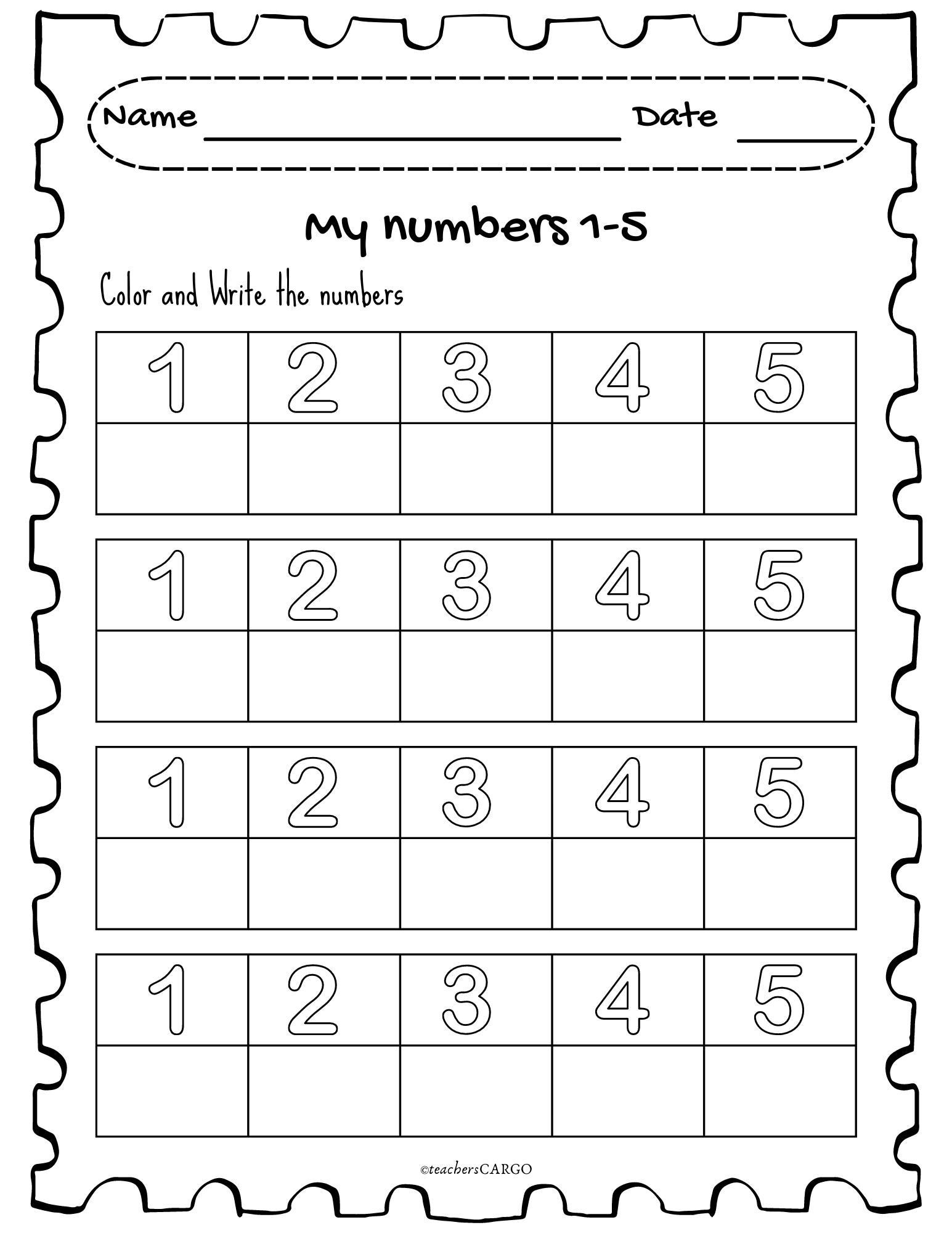 numbers to 5 worksheet