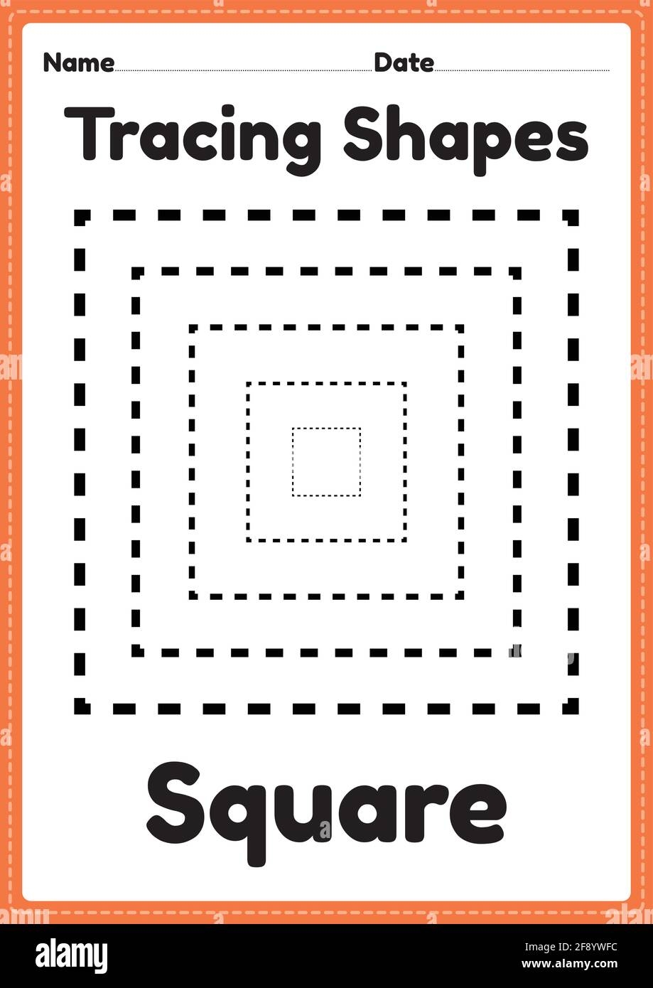 Tracing Square Shapes Worksheet For Kindergarten Hi res Stock Photography And Images Alamy