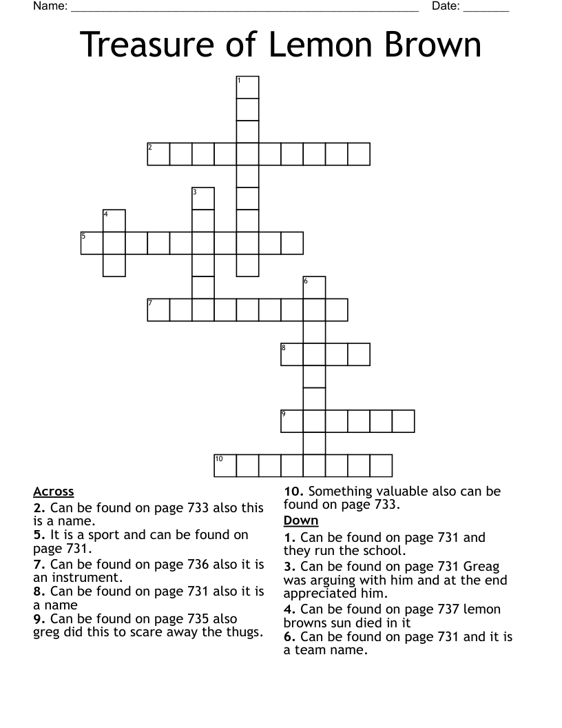 Treasure Of Lemon Brown Crossword WordMint