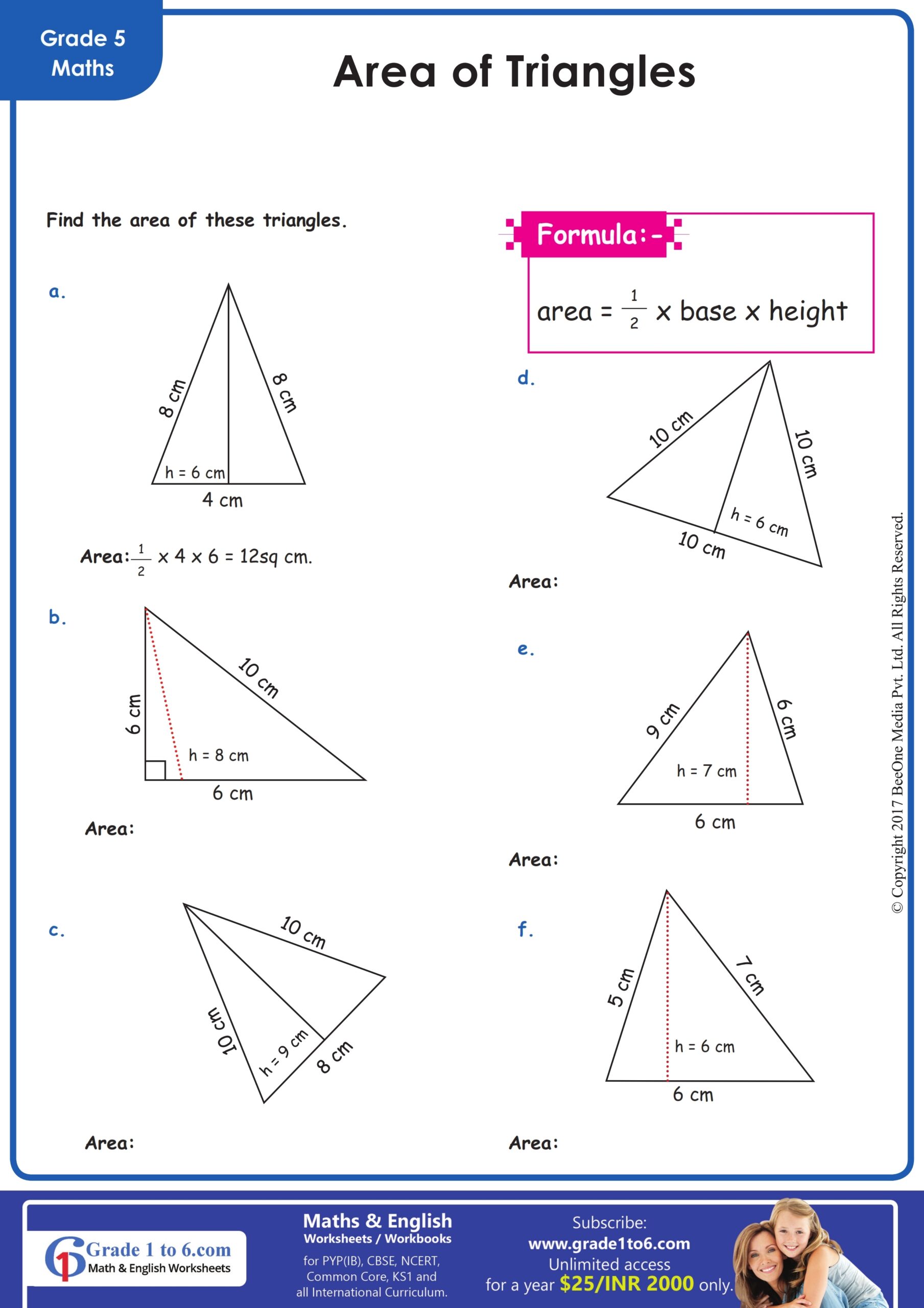 area of triangle activity sheet area of triangle activity sheet